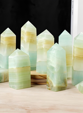 天然水晶柱加勒比单尖四棱柱原石打磨四方柱家居桌面装饰摆件