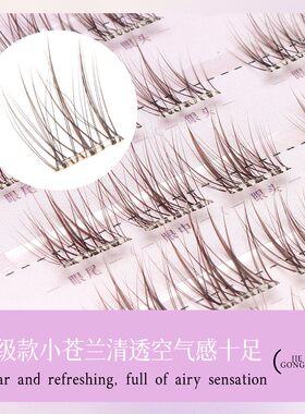 婕妮公主 正品 免胶无梗自粘黑棕色假睫毛韩式初学者分段式超自然
