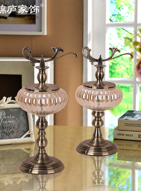 北欧式风玻璃样板房电视柜摆件