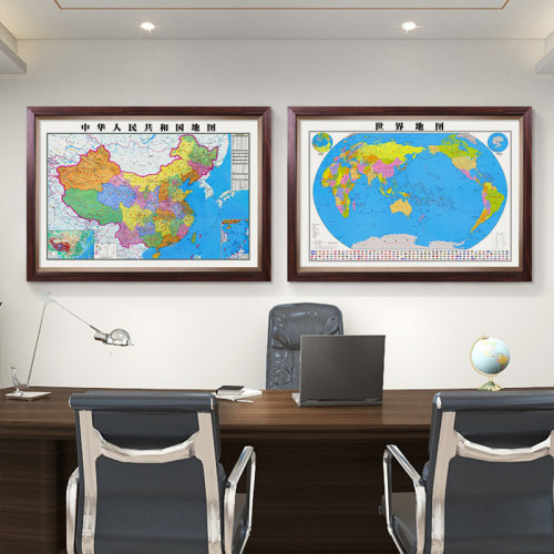世界中国地图挂图2026新版办公室超大高清装饰画省市定制家用壁画 - 图0
