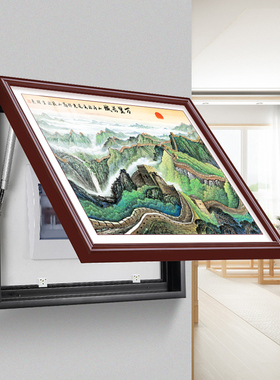 长城画电表箱装饰画免打孔山水画