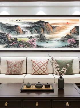 【东墙招财山水画】实木装裱