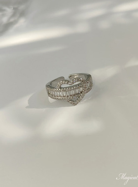 韩版简约镂空爱心开口戒指