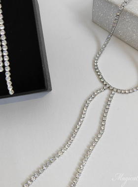 闪钻超显瘦长款耳环项链