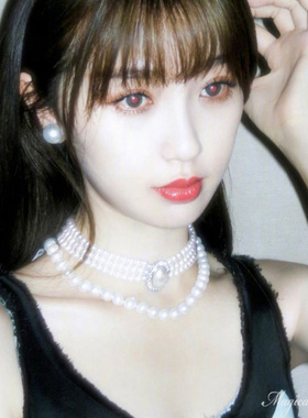 Jennie同款闪钻多层珍珠女团项链