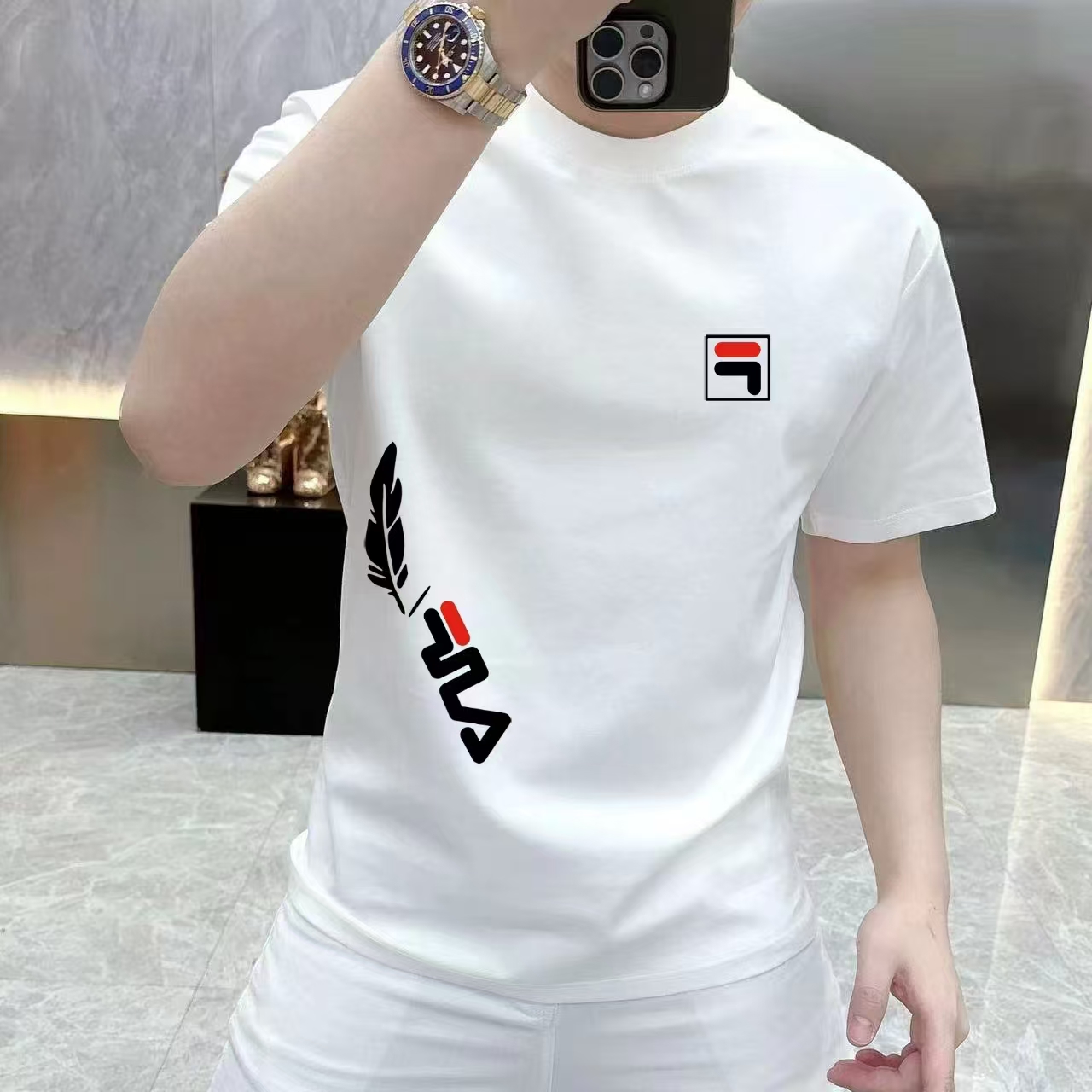 纯棉短袖男夏季美式情侣休闲上衣网红半袖痞帅修身青年打底潮t恤 - 图0