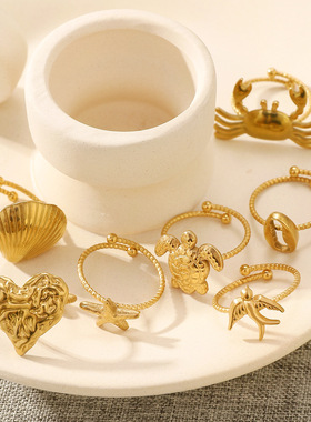 欧美流行不锈钢动物戒指