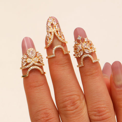 跨境美甲指套Copper inlaid zirconium wearing nail finger cots - 图0