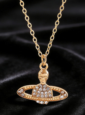 简约时尚锆石外星人吊坠项链