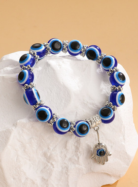 跨境复古蓝眼睛珠法蒂玛之手手链