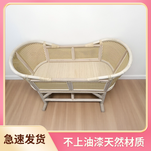 竹藤编婴儿床实木摇篮床老式摇窝宝宝摇床哄睡小摇蒌老款传统睡篮 - 图0