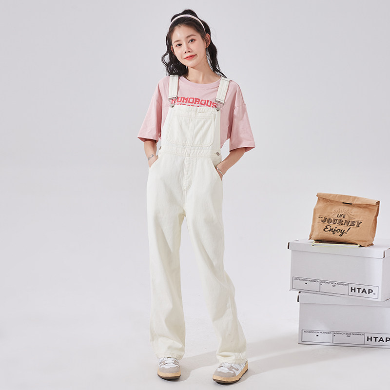 唐狮2022春夏新款背带阔腿牛仔裤 唐狮牛仔裤