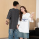 Tangshi 2025 Spring and Summer New Couple T-shirt Loose Casual Round Neck Short Sleeve Women's Letter Print Top White