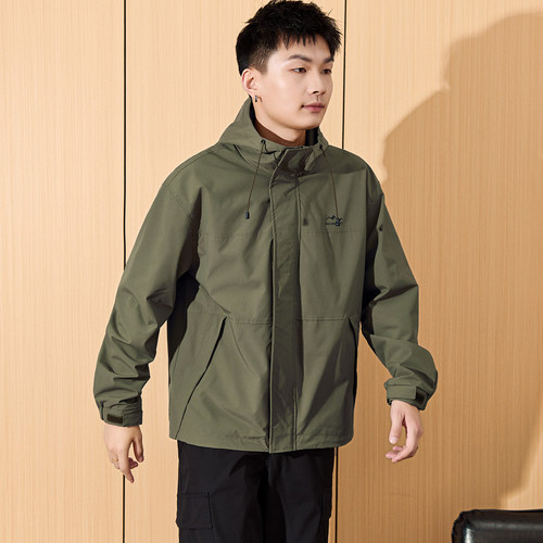 【防水】唐狮春秋新款外套男连帽休闲冲锋少年上衣春秋休闲外套 - 图3