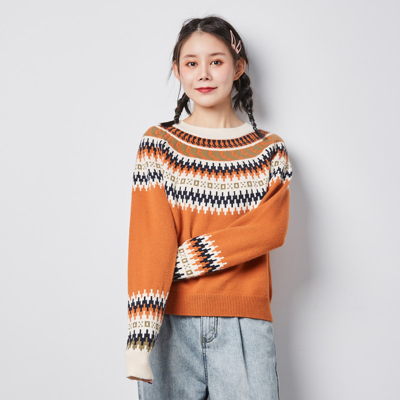 唐狮秋冬新款图案提花套头毛衫 唐狮毛衣