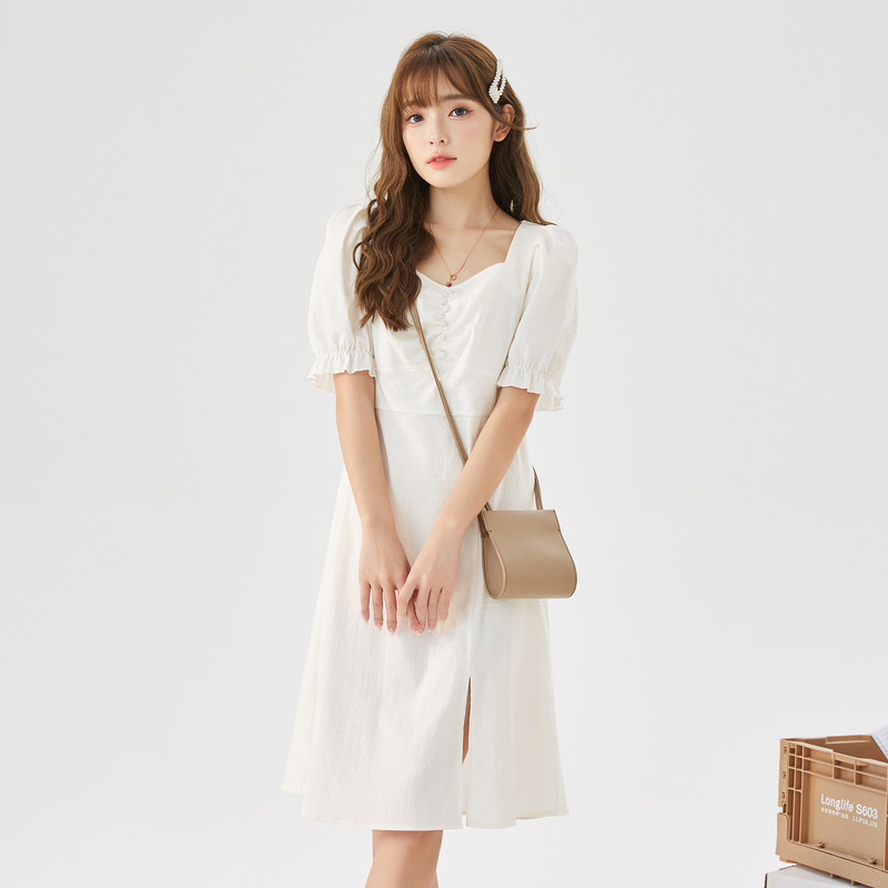 唐狮2022夏装新款法式女淑女连衣裙 唐狮连衣裙