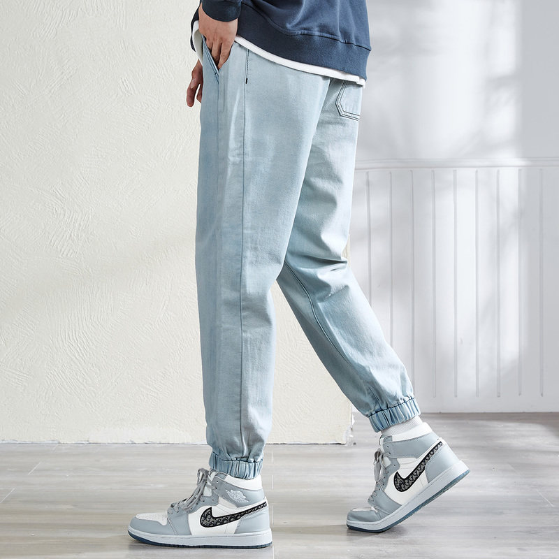 唐狮2021秋冬新款潮牌束脚裤牛仔裤 唐狮喜之乐牛仔裤