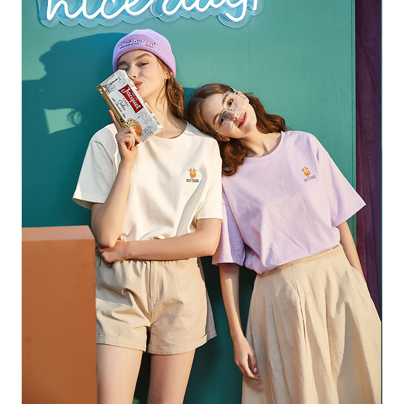 唐狮t恤女2021夏装新款韩版打底衫 唐狮喜之乐T恤