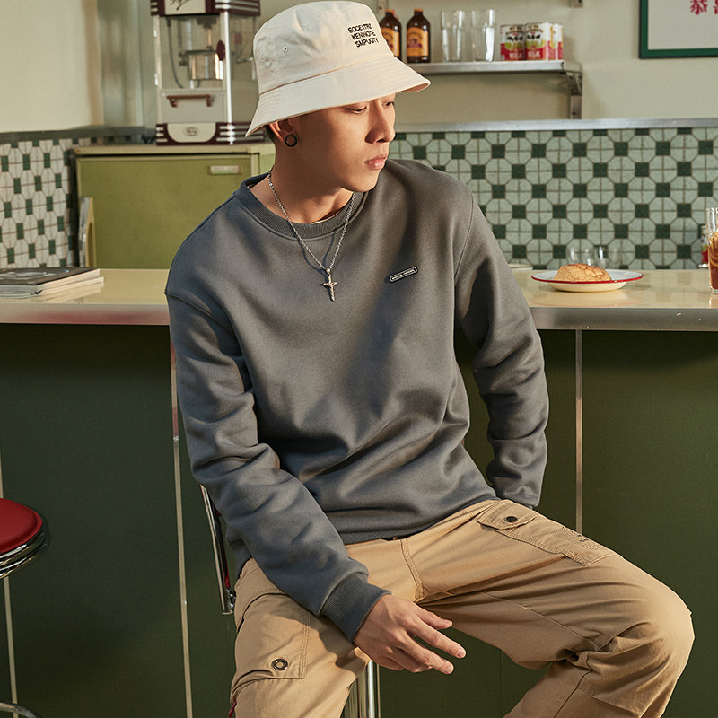 唐狮圆领男2020秋季新款纯色卫衣 唐狮喜之乐卫衣