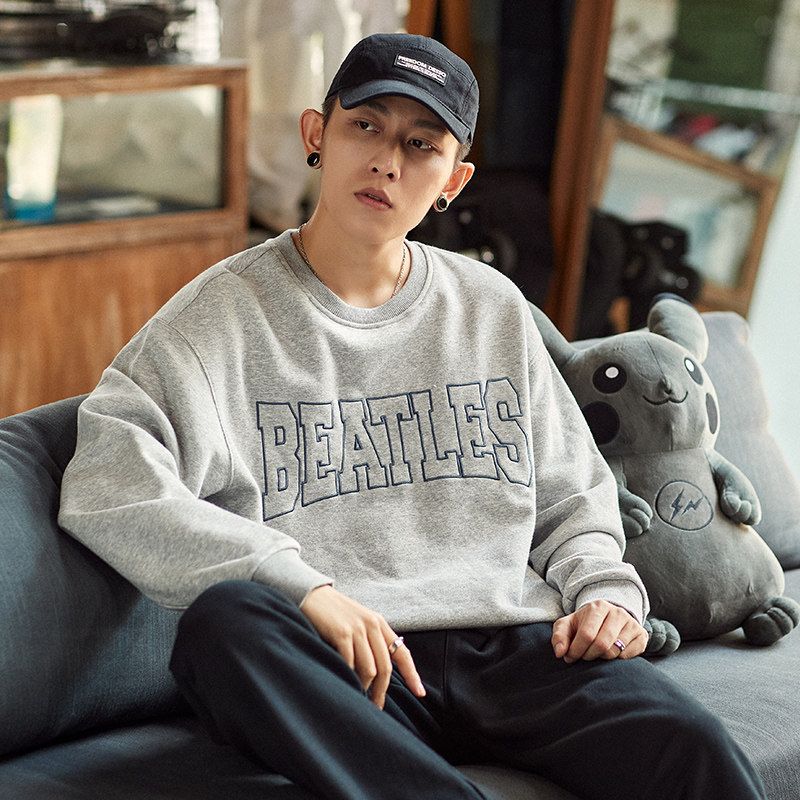 唐狮蓝色男士2021秋季新款韩版卫衣 唐狮喜之乐卫衣