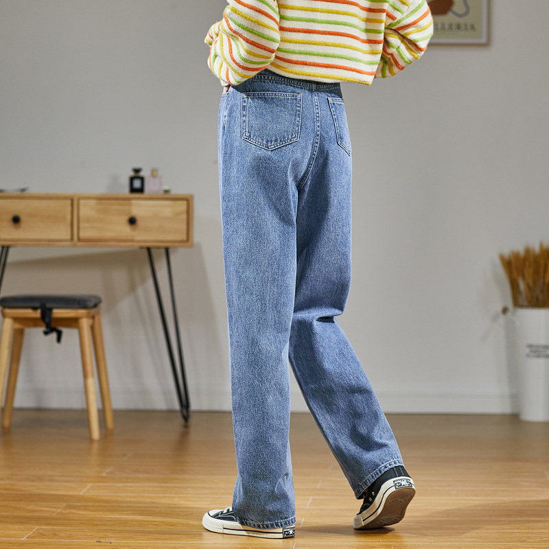 唐狮直筒2021春秋新款韩版牛仔裤 唐狮喜之乐牛仔裤