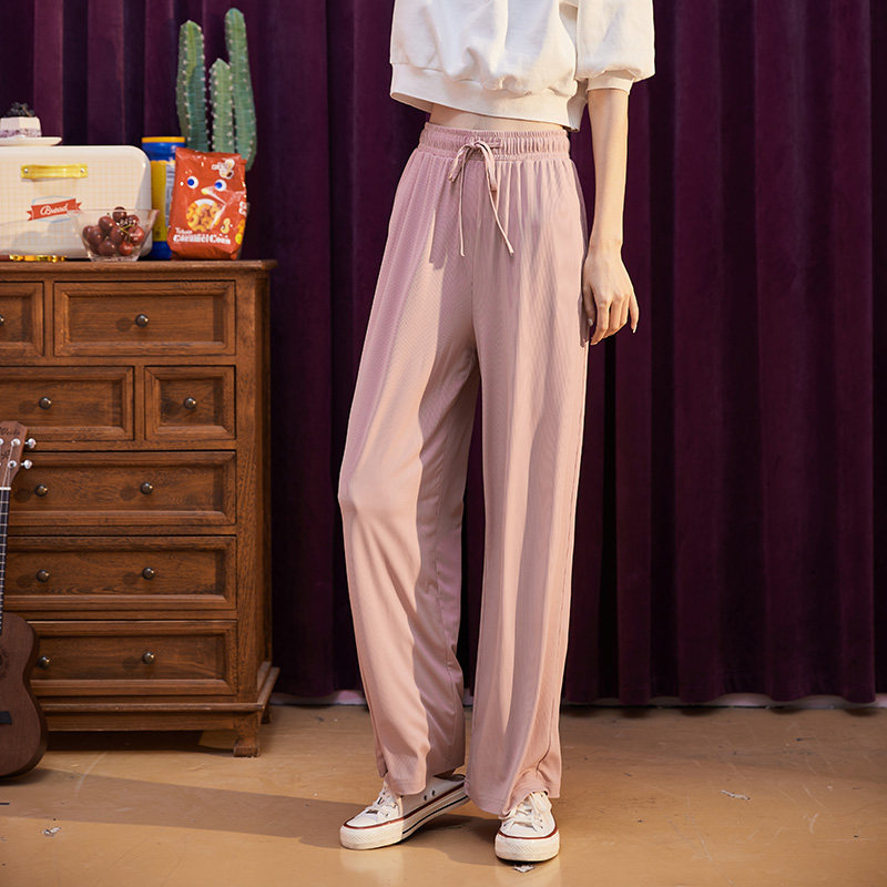 唐狮2020新款冰丝高腰垂感夏阔腿裤 唐狮天悦休闲裤