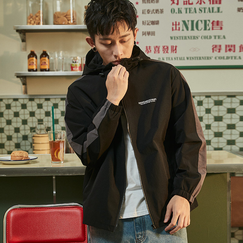 唐狮官方旗舰店2020秋港风连帽夹克 唐狮福悠夹克