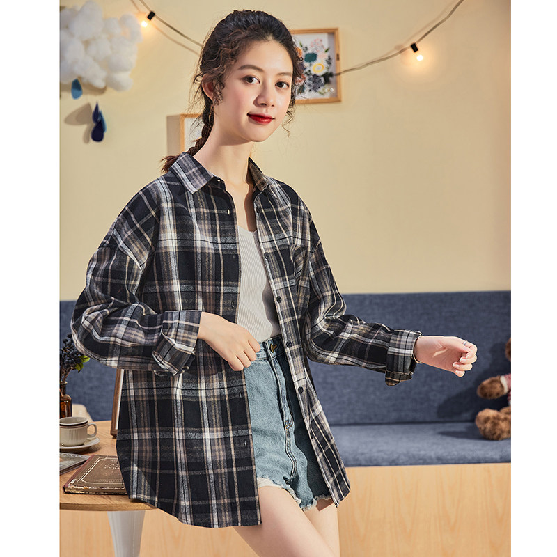 唐狮长袖格子2020秋季新款港风衬衫 唐狮喜之乐衬衫