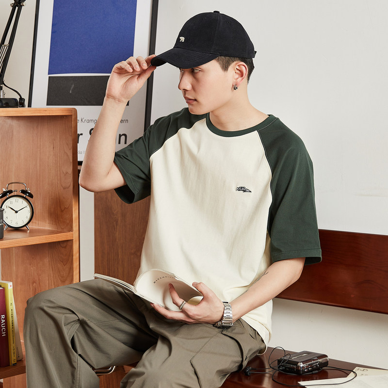 唐狮2023年夏季新款拼接纯棉男t恤 唐狮T恤