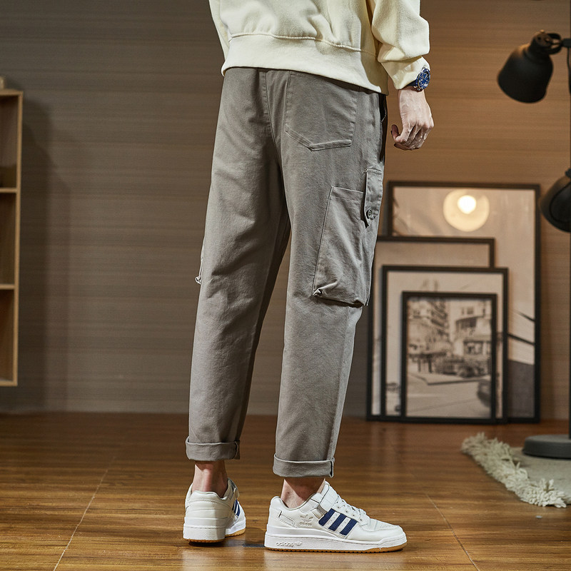 唐狮2021秋新款直筒潮牌男士工装裤 唐狮喜之乐休闲裤