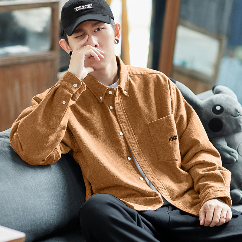 唐狮2021秋季长袖男港风日系潮衬衫 唐狮衬衫