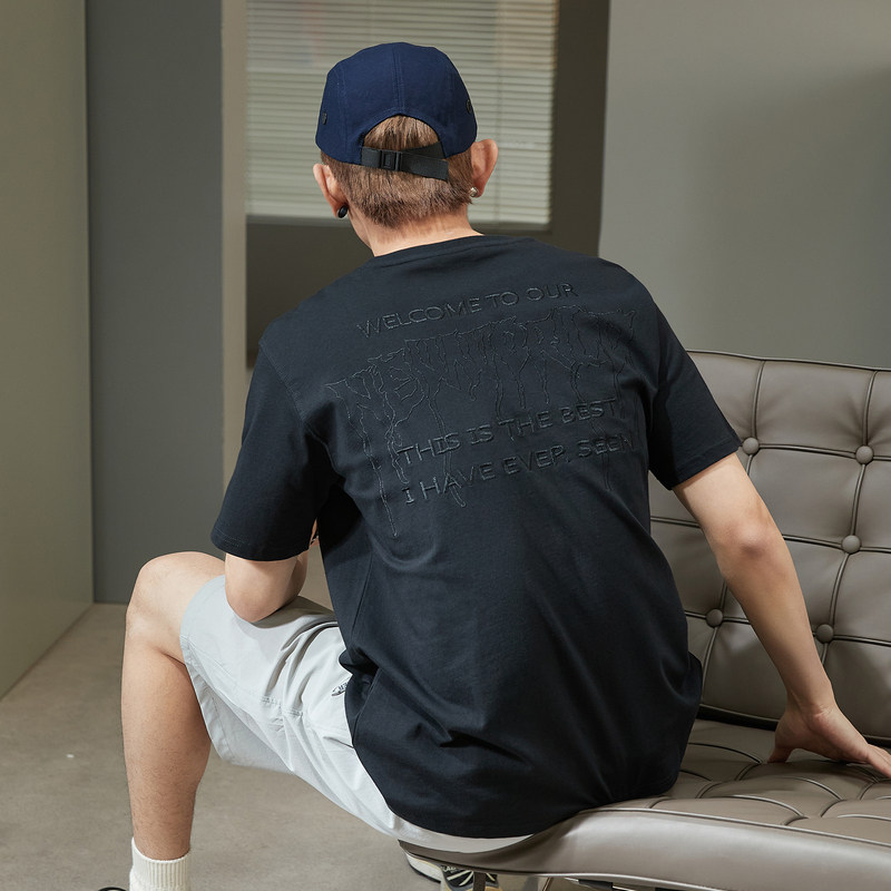 唐狮2022夏季新款文字绣短袖打底衫 唐狮喜之乐T恤