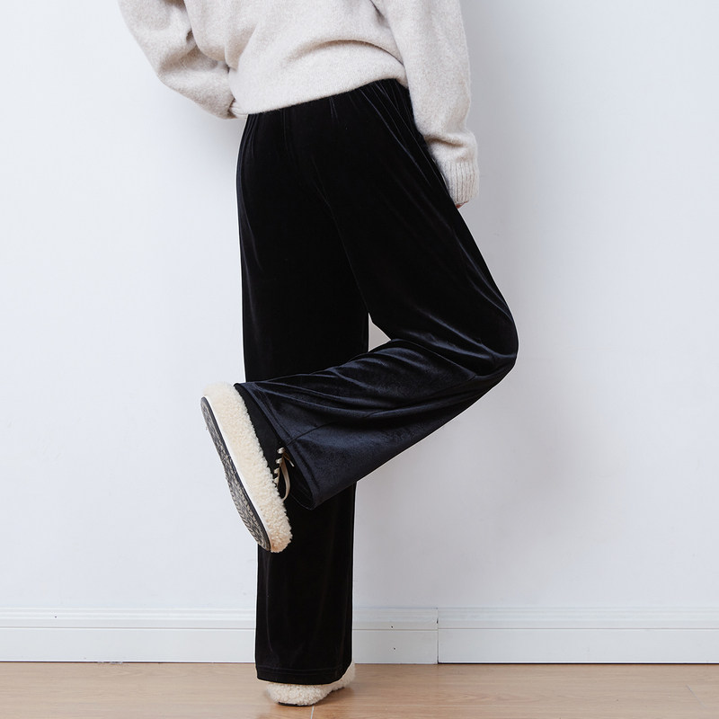 唐狮2021秋冬新款黑色丝绒休闲裤 唐狮休闲裤