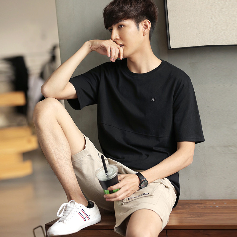 唐狮2020夏装新款短袖男士拼接t恤 唐狮喜之乐T恤