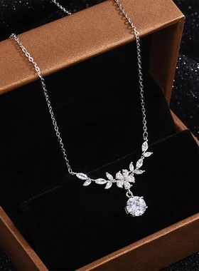 帝丰999纯银樱花项链女森系ins花枝月桂轻奢锁骨链送女友闺蜜礼物