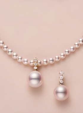 银贝s925施家珍珠项链同款akoya小颗粒baby颈链女感吊坠