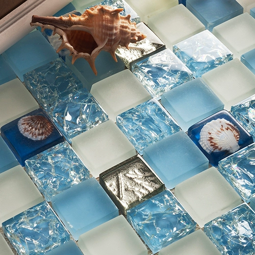 KASARO Средиземноморская раковина Ice Crack Crystal Glass Stank Stone Mosaic Want Фоновая стена рыба прунд наклейка