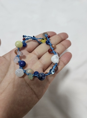 玛瑙手链女款多宝手串蜡绳编织肉手链