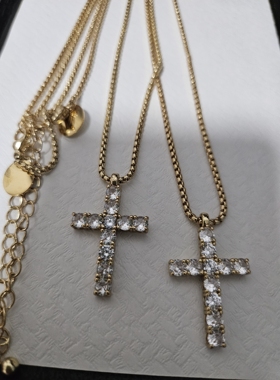 锦绣微光纯铜项链十字架锆石长项链