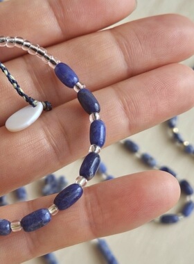 锦绣微光‖ 原创设计串珠项链天然青金石蓝点石项链手工编织手链