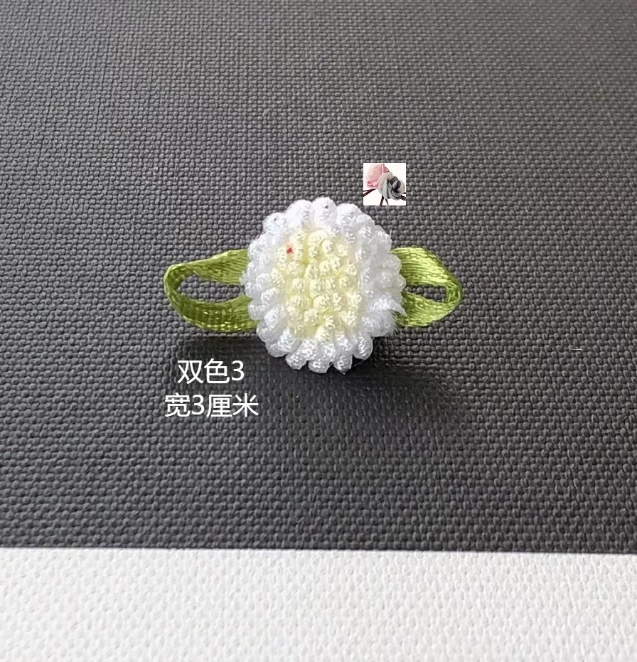 1.2元10朵手工缝双色小玫瑰带叶花朵diy发饰服装饰品配件辅料花朵-图0