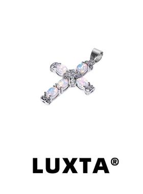 LUXTA 欧泊石十字架项链 嘻哈吊坠男高级感女同款个性百搭潮