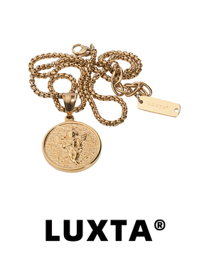LUXTA金色天使吊坠嘻哈项链
