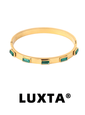 LUXTA嘻哈男金色绿宝石手镯