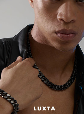 LUXTA黑色古巴磨砂项链
