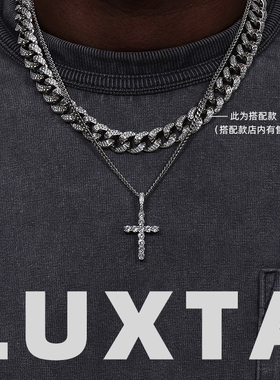 ice out S925纯银十字架项链 马思唯同款项链吊坠锁骨链嘻哈镶钻