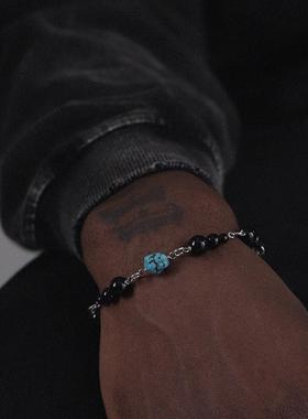 LUXTA原创 绿松石拼接黑玛瑙手链 嘻哈男高级感女同款 可调节