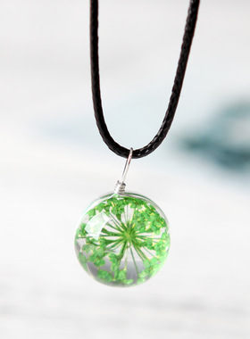 蒲公英项链女韩版时尚标本干花