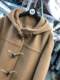 High-end hooded horn button double-sided cashmere coat