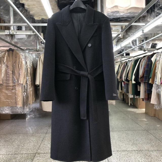 大连鸿博双面羊毛大衣女中长款25秋冬新款韩版正肩双排扣显瘦毛呢